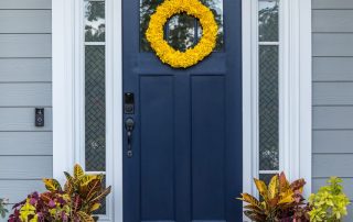 Newly,Painted,Navy,Blue,Front,Door,Of,New,Construction,Grayy